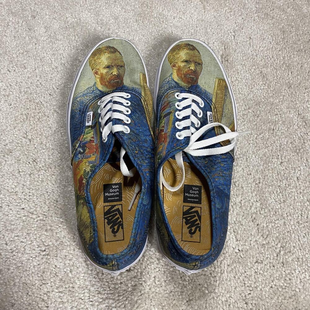 Vans Authentic Van Gogh Museum Shoes Mens Size 10.5 Blue Self Portrait Sneakers